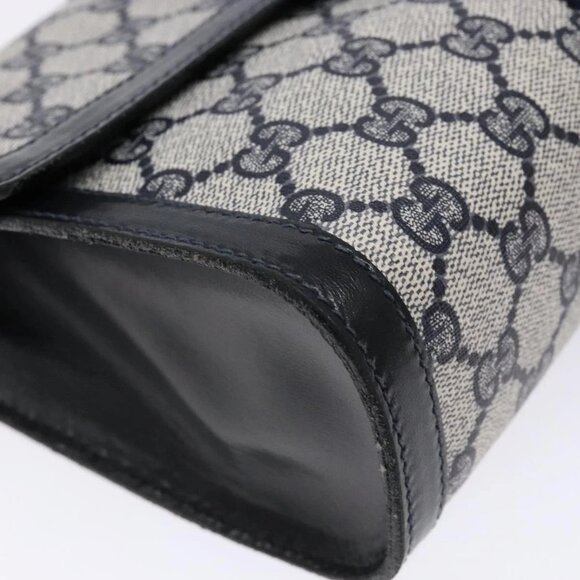 GUCCI GG Supreme Sherry Line Clutch Bag PVC Navy Gold 67 014 3087 Auth 140986 - Picture 5 of 15